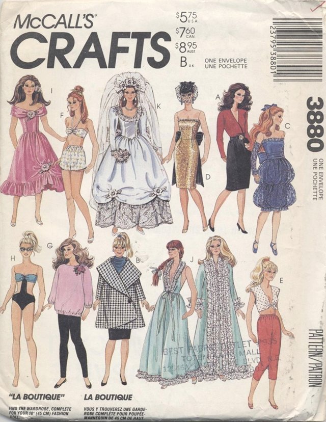 Barbie 11 ½â Fashion Doll Modern Wardrobe McCallâs Crafts 3880