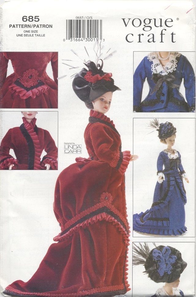 Barbie 11 ½â Fashion Doll 1870âs Bustled Gowns Vogue Crafts 685 NEW