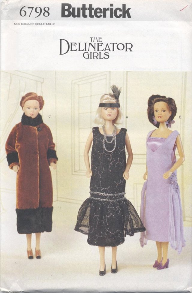 Barbie 11 ½â Fashion Doll The Delineator Girls 1920âs Gowns Butterick 6798 NEW