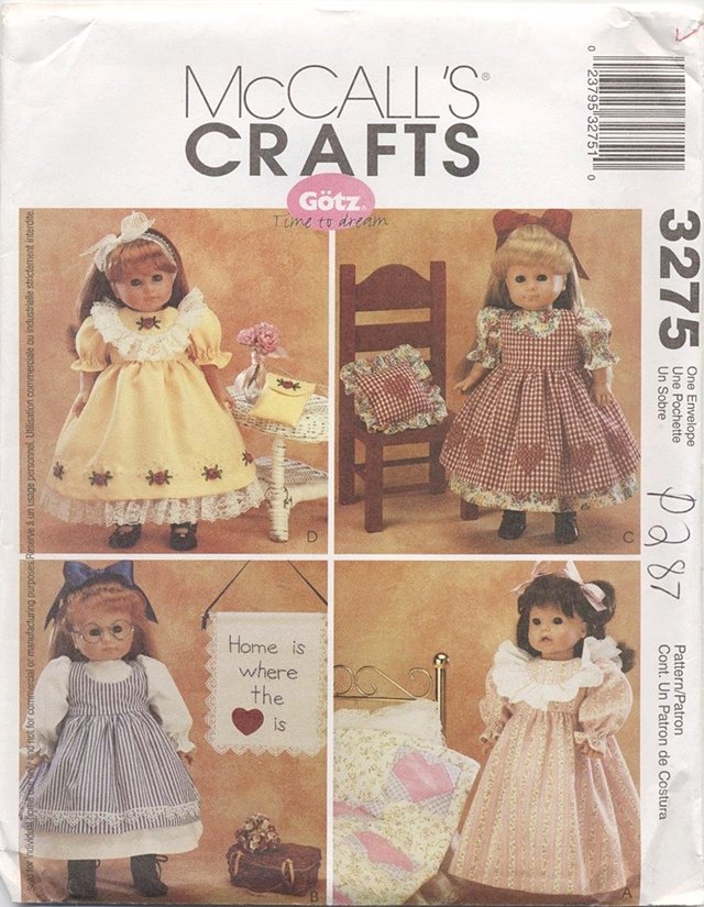 Sweet Dresses for 18â American Girl Type Dolls McCallâs Crafts 3275 NEW