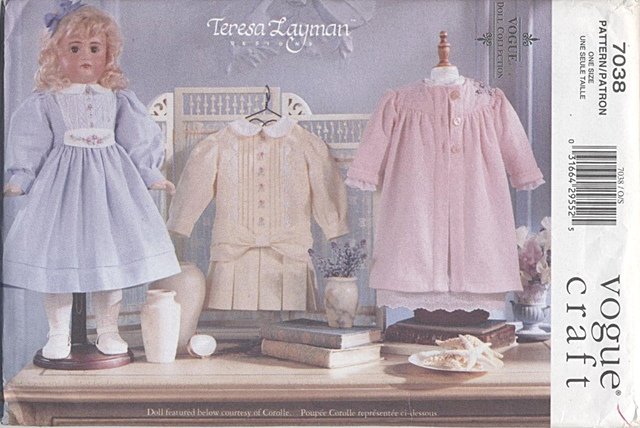 Heirloom Styled Wardrobe, 18â American Girl Type Dolls Vogue Craft 7038 NEW
