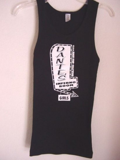 BLACK RIBBED GRAPHIC TANK TOP - DANTE'S INFERNO ROOM