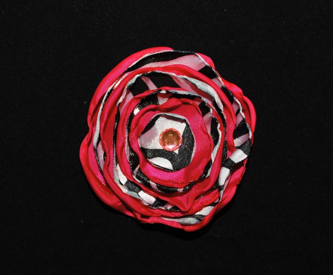 Zebra & Hot Pink Singed Flower