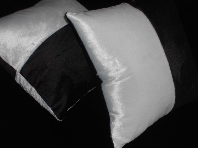 Two half- Black & half-White Faux Fur Throw Pillow, Pillows, New