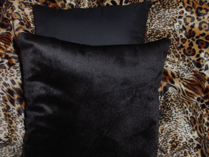 Two Black Faux Fur Thow Pillows, Pillow, New!
