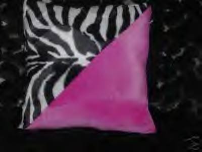 Two Hot Pink and Zebra Faux Fur Throw Pillow, Pillows, New!