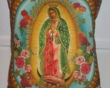 Virgin Guadalupe pillow roses and gold oval New!