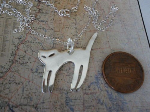 CAT Silhouette Necklace Sterling Silver