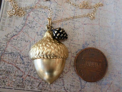 ACORN and PINE CONE Necklace 14K Gold Filled