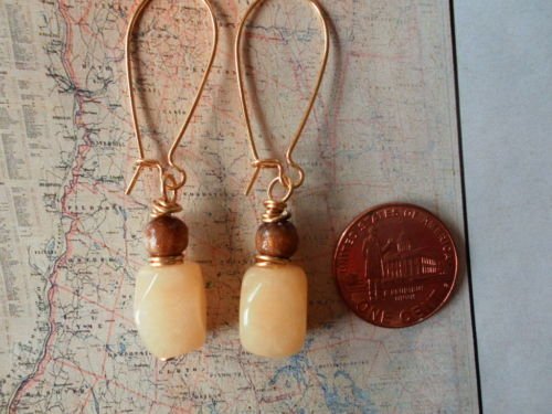 YELLOW AVENTURINE GOLD SPONGE CORAL GOLD Earrings 17
