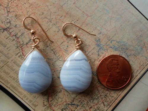 BLUE LACE AGATE 14K GOLD FILLED Earrings 12