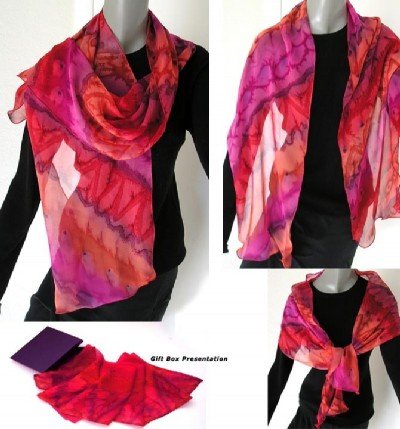Silk Chiffon Shawl, Custom Order with Your Own Colors, lead time 4 weeks