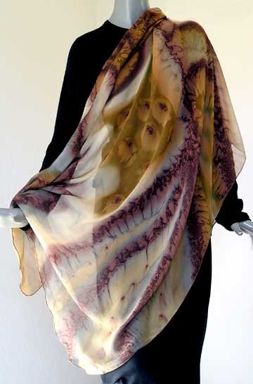 Earth Tones Shawl Wrap, Unique Hand Painted Silk Chiffon, Hand Dyed by JOSSIANI, Made to Order.