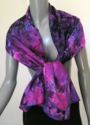 SPECIAL ORDER ONLY - Hand Painted Silk Scarf, Purple, Pink, Grey, Amethyst, by JOSSIANI