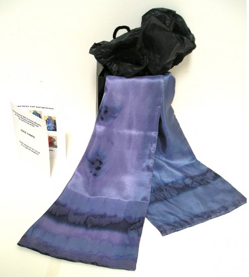 Brush Dyed Painted Reversible Silk Scarf, Subtle Lilac, Lavender, Grey, by Jossiani