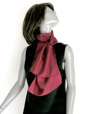 Red Silk Scarf, Hand Dyed Dark Solid Color, UNISEX