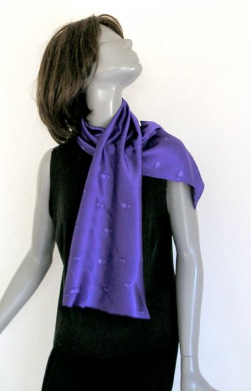 Unique Long Hand Painted Silk Scarf, Purple, Black, JOSSIANI