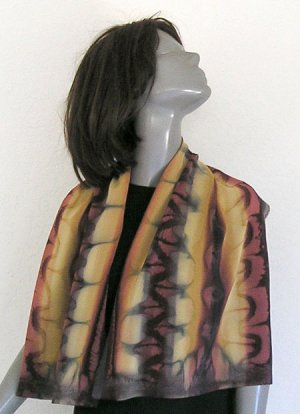 UNIQUE Hand Painted Silk Crepe Scarf, Chocolate Browns, by JOSSIANI