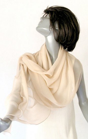 PINK CHAMPAGNE Unique Stole, Silk Chiffon Shawl Wrap, Evening Stole 65" Long