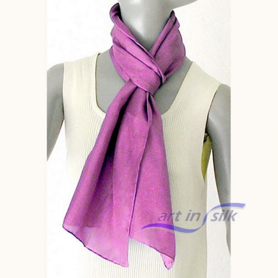 Pink Fuchsia Silk Scarf, orchid Pink, Habotai silk, Unique Individually Hand Dyed, Hem Hand Rolled,