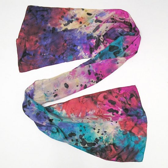 Hand Painted Silk Large Scarf, Abstract Rainbow Multicolor, One of a Kind, Jossiani, Made to Order.