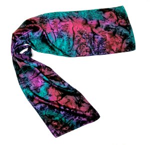 Hand Painted Silk Charmeuse Scarf, Majolica, Red, by JOSSIANI