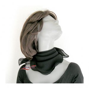 Black Silk Small Scarf, Small Square Neck Scarflette, Chiffon 21" x 21".