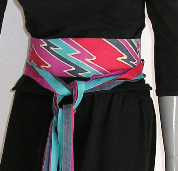 Sash Belt, Cummerbund, Multicolor Obi, Unique Hand Painted Silk, JOSSIANI.