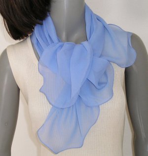 Small Periwinkle Scarf, Pure Natural Silk Chiffon Hand Dyed, Hand Hemmed 20" x 34"