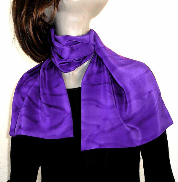 Purple Scarf, Unique Hand Dyed Pure Silk Crêpe Scarf, by Jossiani.