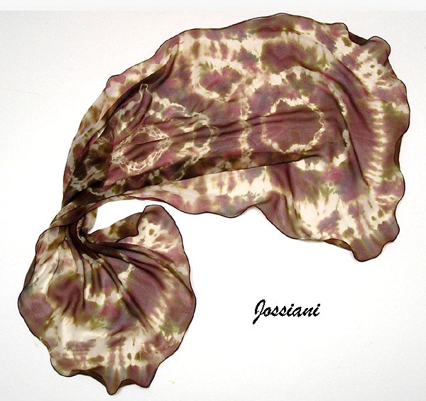 Brown Beige Scarf, Hand Painted CHIFFON, Truffle Brown Raspberry Champagne Olive Beige, JOSSIANI