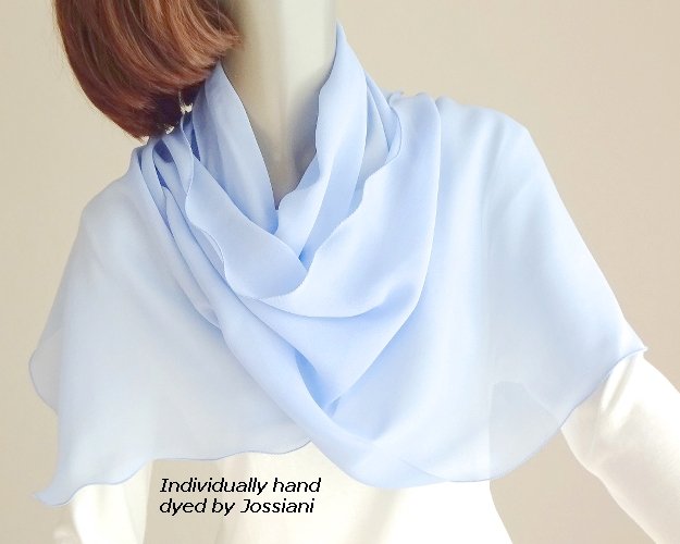 Periwinkle Blue Silk Scarf Hyacinth Hydrangea, Hand Dyed Chiffon 10mm.