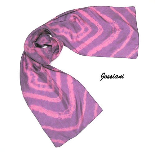 Lavender Mauve Rose Unique Scarf, Hand Dyed Silk, OOAK, JOSSIANI