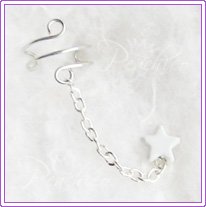 Plain White Star (or Heart) Stud Cuff Earring #206