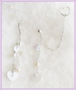 Heart Pearl Dangle Cuff Earring #212
