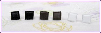 Square Studs Black/Brown/White 3 pairs #309