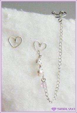 Pink Heart Long Cuff Earring #215