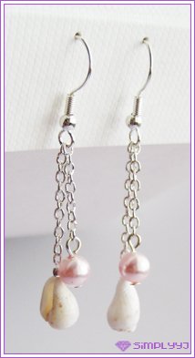 Natural Seashell and Swarovski Pearl Earrings #408