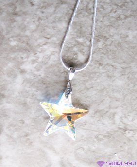 Sterling Silver Swarovski Star Necklace #529