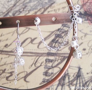 Filigree w/Swarovski Pearls Cuff Earring #203