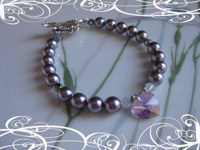 Heart Crystal and Pearl Bracelet