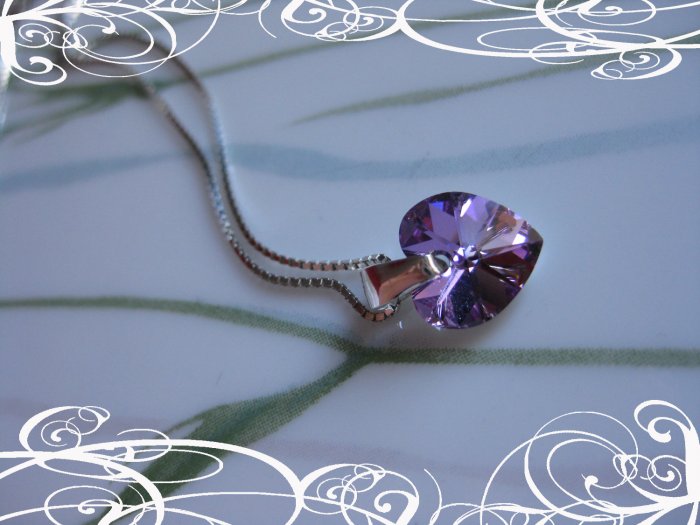swarovski Heart crystal on sterling silver pendant