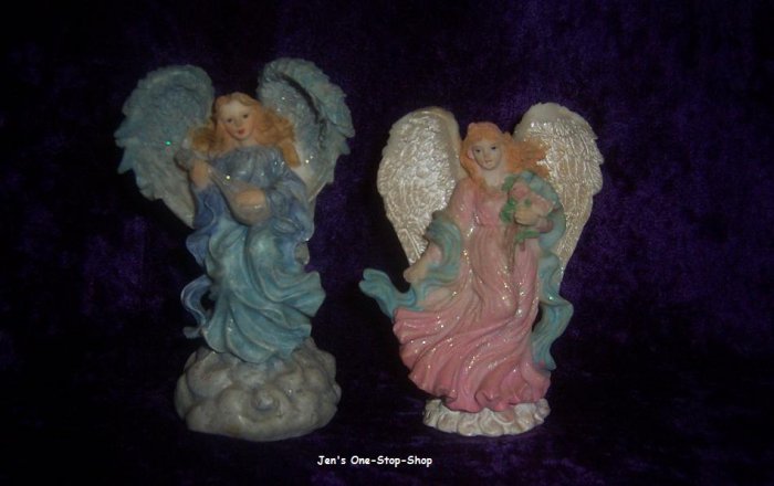Set of 2 Angel Figurines - 4 1/2 inch and 5 inch
