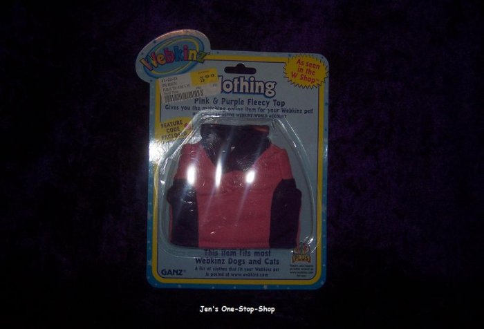 Webkinz Pink & Purple Fleecy Top - New In Package!!!