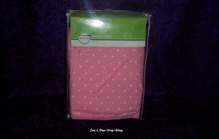 Pink Circo crib dust ruffle w/white polka dots - New In Package!!
