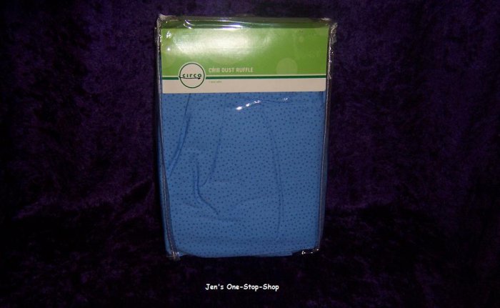 Blue Circo crib dust ruffle w/dark blue dots - New In Package!!