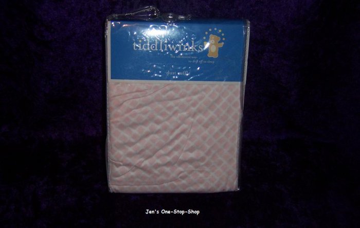 Tiddliwinks pink and white crib dust ruffle - New In Package!!