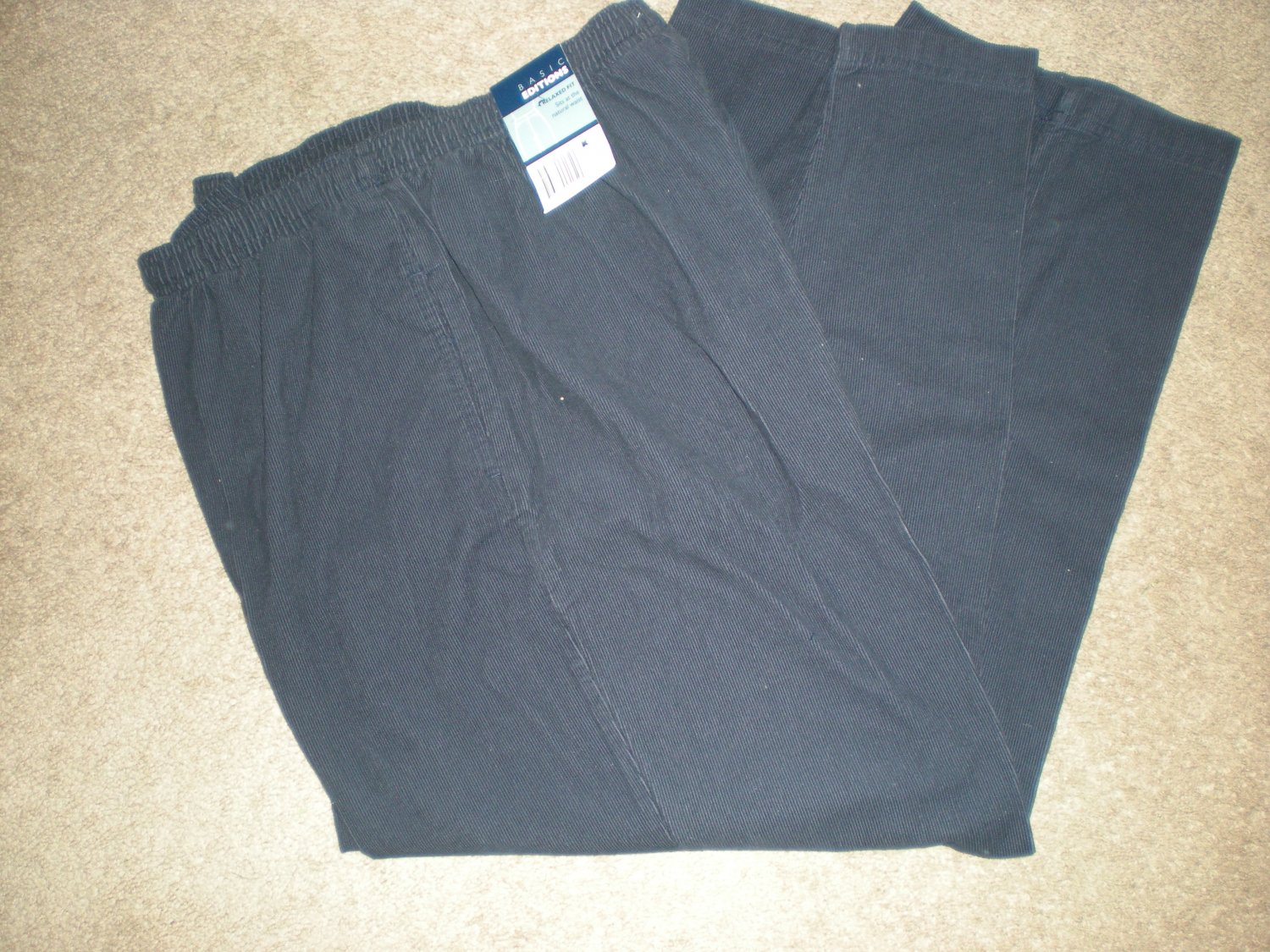 Womens Basic Editions Navy Blue Cords, Pants Size XL NEW