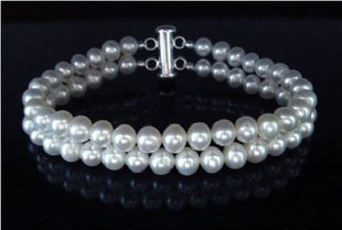 7mm double line white fresh pearl bracelet $28