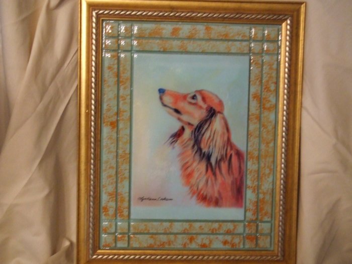Long Hair Dachshund 11x14 Tile Picture